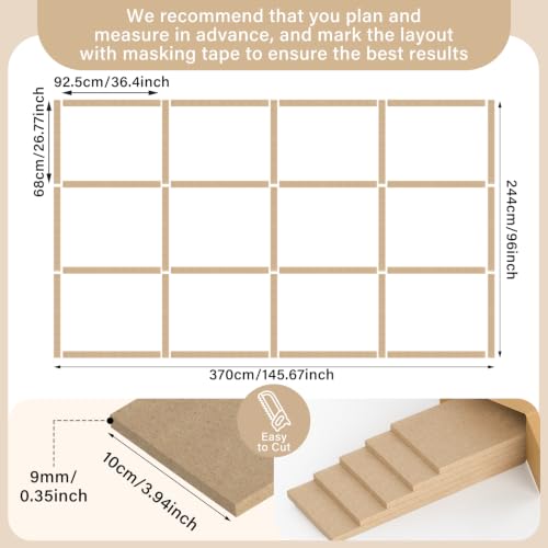 Weysat 1 Set Board and Batten Wall Panel Wainscoting Panel 145.67 X 96.06 Inch - size: 38.2"L x 9.8"W