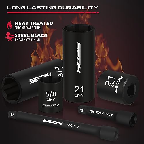 3/8" Drive Impact Socket Set - 49-Piece SAE (5/16 to 3/4 inch) and Metric (8-22mm) Sizes with Extension Bars and Universal Joint Standard & Deep CR-V Material for High Durability Impact Wrench - style: 3/8" | 49-Piece Standard & Deep