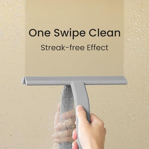 dancemoon JustHang Shower Squeegee with Built-in Hook, 10-Inch Gray - color: Dark Gray
