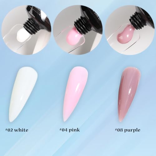 Fcozpjk Poly Gel Nail Kit White Mauve Nude Pink Builder Extension Gel Set - color: 4colors-pink-nude