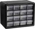 Akro-Mils 16-Drawer Plastic Storage Cabinet, 10.5"W x 6.5"D x 8.5"H, Black - color: Black, size: 16 Drawer, style: 1 Pack