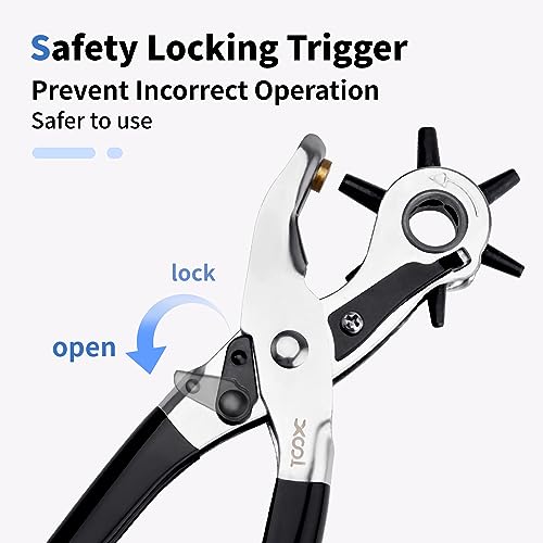XOOL Belt Hole Puncher for Leather, Precision Multi-Size Leather Hole Punch for Watch Bands, Straps, Collars, Saddles, Shoes, Fabric, DIY Home, Craft Projects - style: Lite