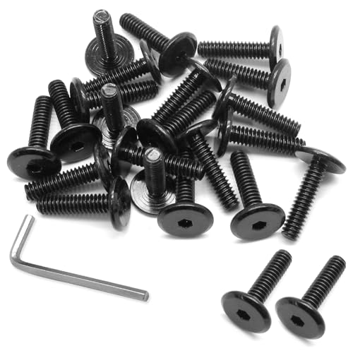 Biaungdo Flat Head Allen Bolts, 1/4-20 x 1 Inch, Black, 30 Pcs | Socket Cap Screws Joint Connecting Bolts Countersunk Screws Bolts for Furniture, Fully Threaded - size: 1/4-20 x 1 Inch