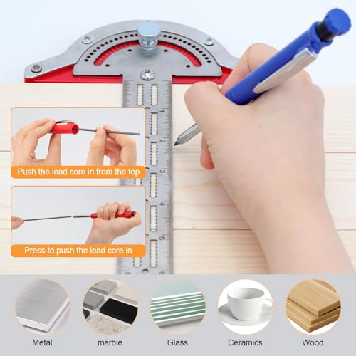 2.8mm Carpenter Pencils Set with 2.8mm Refill Leads, Extended Nose Deep Hole Pencil for Carpentry, Woodworking Marking & Pipeliners