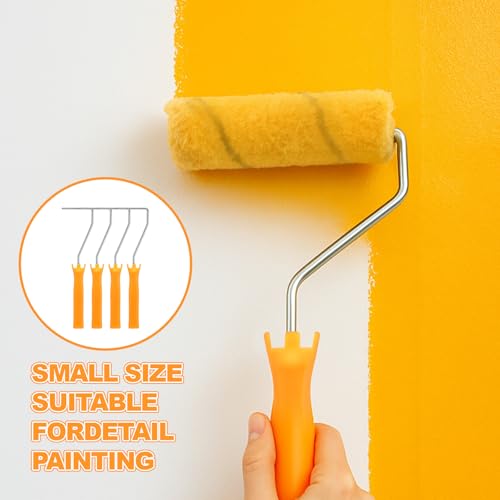 Leumoi 48 Pcs 4 Inch Mini Paint Roller Frame Threaded Grip Handle, Yellow - color: Yellow