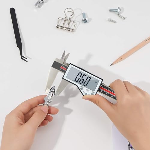 Digital Caliper, 8" Caliper Measuring Tool Extreme Accuracy Waterproof Electronic Vernier Caliper Industrial Stainless Steel Digital, Durable Measuring Tool with Large LCD Screen - color: Red Stainless Steel, size: 8"