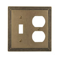 Amerelle Steps Single Toggle/Single Duplex Cast Metal Wallplate in Rustic Brass - color: Rustic Brass, size: 1 Toggle / 1 Duplex