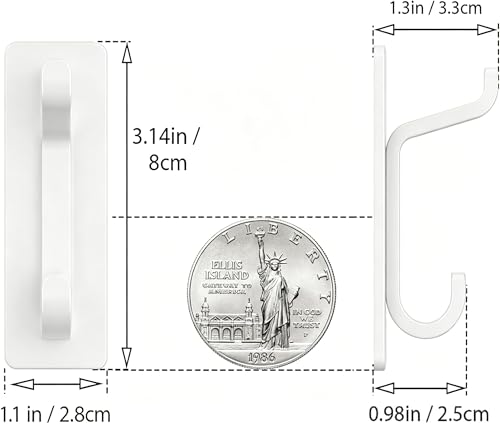 Self Adhesive Wall Hooks for Hanging: Extra Strong 13 LB, Hook for Coat, Towel in Bathrooms, Shower, Kitchen, Wall, Door Hook, White 4 Pack - color: White, size: 4 Pack