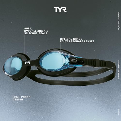 TYR Kids' Swimple Goggles - Colorful Swim Goggles for Beginners - color: Blue/Black