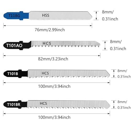 40 Pieces Jigsaw Blades Set for Wood, Plastic and Metal Cutting, T-Shank Jig Saw Blades Multi-Purpose Replacement Kit(T101B,T118G,T101AO,T101BR)