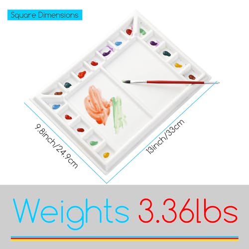 MEEDEN Ceramic Watercolor Palette：Large Porcelain Artist Paint Palette - size: 13 x 9.8 inch-no lid