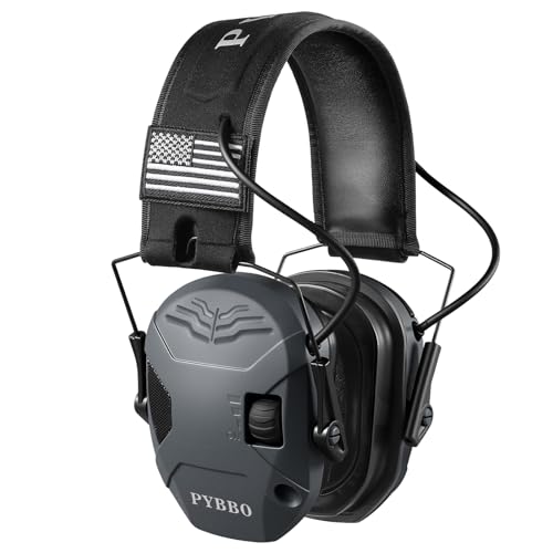 Electronic Shooting Ear Protection w/Gel Pads, 23dB NRR Active Noise Reduction & 3X Amplification Headset for Shooters - color: Grey