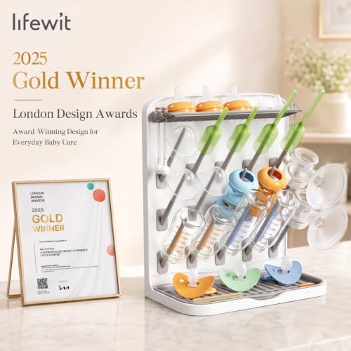 Lifewit Large Baby Bottle Drying Rack 15 Hooks, Newborn Essentials Must Haves, Bottle Storage Organizer for Countertop, Cabinet, Rack Dryer Holder for Pacifiers, Pump Parts, Baby Stuff (Pack of 2) - size: Large-15 Hooks (Pack of 2)
