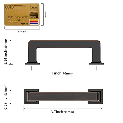 Amerdeco 10 Pack Oil Rubbed Bronze Cabinet Pulls 3 Inch(76MM) Hole Centers Kitchen Cabinet Hardware Cupboard Handles Drawer Pulls ZH0019 - color: Oil Rubbed Bronze, size: 3" Hole Center