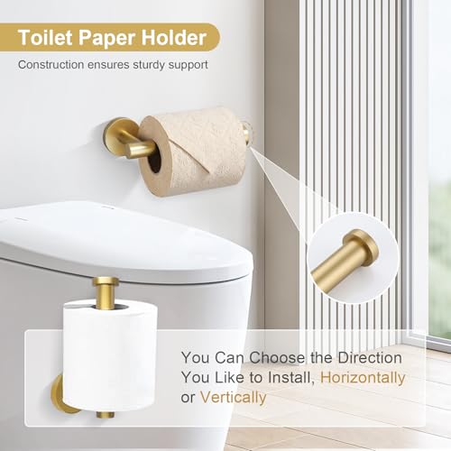 TQKAG 5 Piece Bathroom Accessories Set Brushed Gold Bathroom Hardware Set 23.6 Inch Bath Towel Bar Set SUS304 Stainless Steel Towel Rack Set - color: Brushed Gold, size: 5-Pieces Set