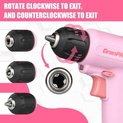 GRENPRO 7.2V Pink Cordless Drill Set for Women with 23-Piece Accessory Kit