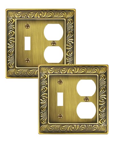2-Pack Paisley Pattern Metal Combo Toggle/Duplex Light Switch Cover Plate - style: 1 Toggle/1 Duplex 2PK