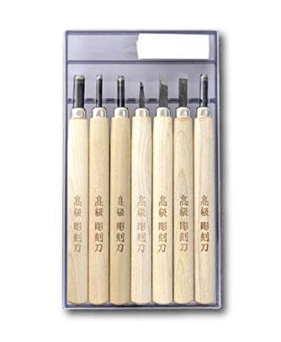 KAKURI Japanese Wood Carving Tool Set for Beginners 7-Piece - size: 7 Pcs
