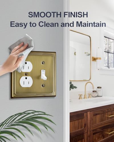 Switch Plates Outlet Covers, 1-Pack Antique Brass Metal Wall Plate - color: Antique Brass, size: 1 Toggle/1 Duplex 1PK