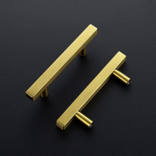 Ravinte Brushed Brass Square Cabinet Hardware Pulls 3 Inch 30 Pack - color: Brushed Brass, size: 3 Inch Hole Center