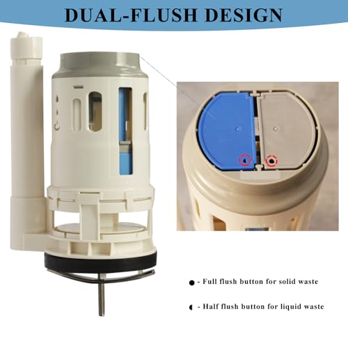 3" Dual Flush Valve Kit Fits for Project Source One-Piece Toilets, Compatible With Glacier Bay Valves Repair Parts, 7.8in Height Toilet Flush Valve Replacement for FLUIDMASTER