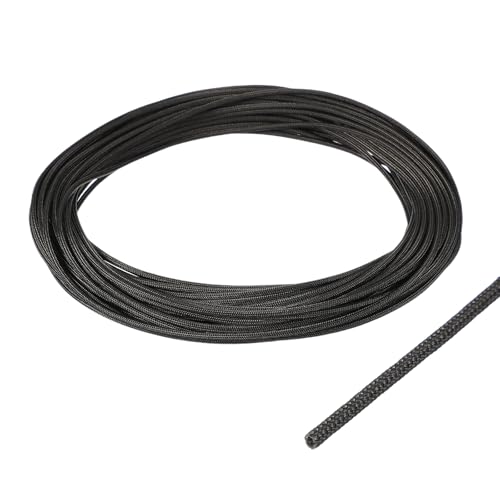 uxcell Insulation Cable Protector,1mm/0.04 Inch-15m/49 Feet High Temp Fiberglass Sleeve Black - color: Black, size: 1mm-15m