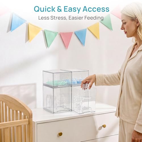 Vtopmart Clear Stackable Storage Drawers Set of 4, Baby Bottle Organizer - style: 2 Small+2 High