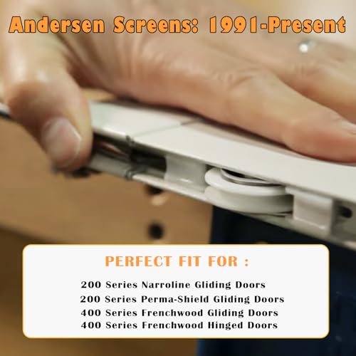 Gliding Screen Door Roller Assembly Fits for Andersen Upper #1997063 & Lower #1997310 (1991 to Present), 1-1/4" Nylon Concaved Wheels, Edge Adjustable (2 Pairs) - color: ‎Lower & Upper