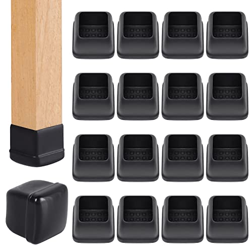 Ezprotekt 24Pcs Chair Leg Sliders for Carpet, Square Chair Glides for Rug - size: L-Black