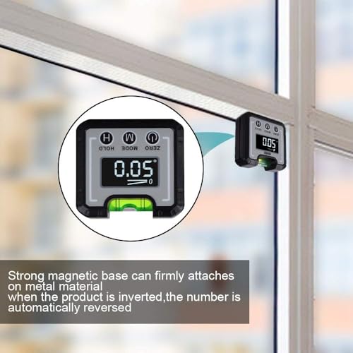 Digital Angle Finder Magnetic & Level Bubble Vial 4 X 90°Angle Gauge Inclinometer, Mini Level Bevel Gauge Protractor for Woodworking, Building, Table Saw, Vertical Wall (white) - color: White
