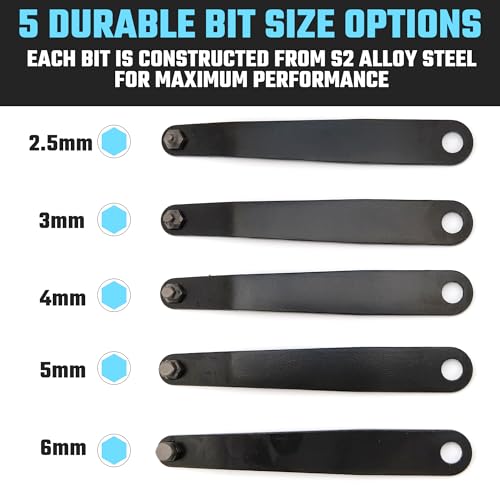 NEIKO 01321A Ultra Low Profile Offset Screwdriver Hex Set, 5 Pc, Heavy Duty S2 Steel Construction, MM, 10mm Bit Depth, Angled Hex Bit, Bent Screwdriver for Tight Spaces, Allen Wrench Keychain - style: Hex Metric