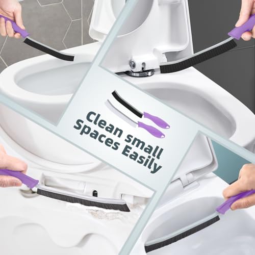 TQRR 2 Pcs Toilet Scrubber Brush, Bathroom Cleaning Brush with Hanging Hole - color: Purple