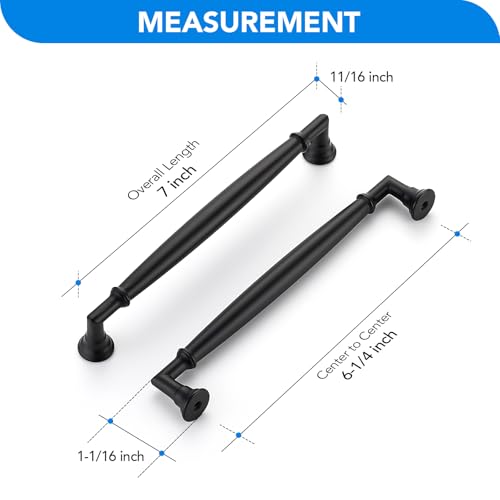 HOME EDIT Matte Black Cabinet Handles 6-1/4 Inch Pulls 20 Pack - color: Matte Black, size: 6-1/4 inches Hole Center