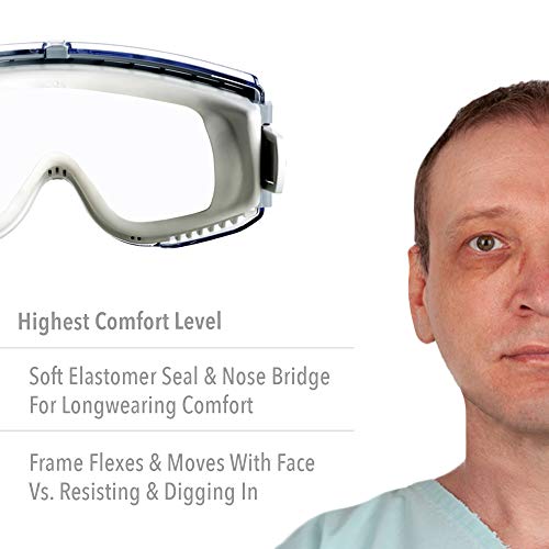 Honeywell Uvex Stealth Safety Goggles with Clear HydroShield Anti-Fog Lens, Grey Body & Neoprene Headband (S3960HS)
