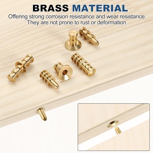 uxcell 6Pcs Table Leaf Dowel Pin, 8x8x29mm Brass Table Top Leaf Alignment Pins Desk Bolt Sleeve Connectors for Furniture Cabinet Wooden Box, Gold Tone - size: 8x8x29mm