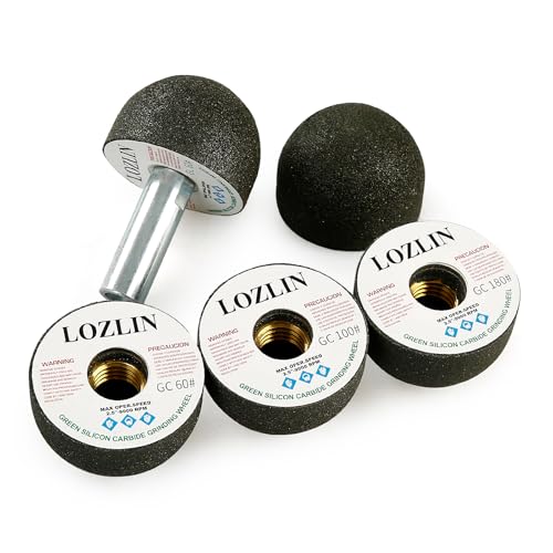 LOZLIN 4PCS Cylindrical Diamond Grinding Wheel Polishing Head Abrasive Sanding Wheel 50/100/200 Grit Angle Grinder Grinding Heads Matching Extensions (Round) - style: Round