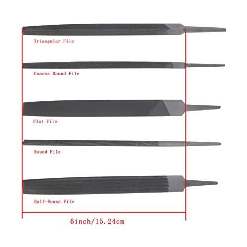 ECSiNG Set with 5Pcs Metal File Set Cut Engineers File Flat File Half Round File Round File Triangular File Square File for Metal Wood Plastic Gypsum Wallboard