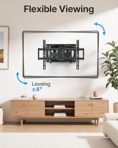 USX STAR Full Motion TV Wall Mount for 37-85 Inch TVs Mounts Up to 132lbs, Fit 16" Wood Stud, Max VESA 600x400mm, Swivel and Tilt Articulating Wall Mount TV Bracket,Fit Most 55+ 65 70 75 inch TVs - size: For 37-85'' TV
