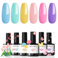 modelones Pastel Gel Nail Polisht Set, Pink Purple Blue Green Yellow - color: A-1 Spring Vibe