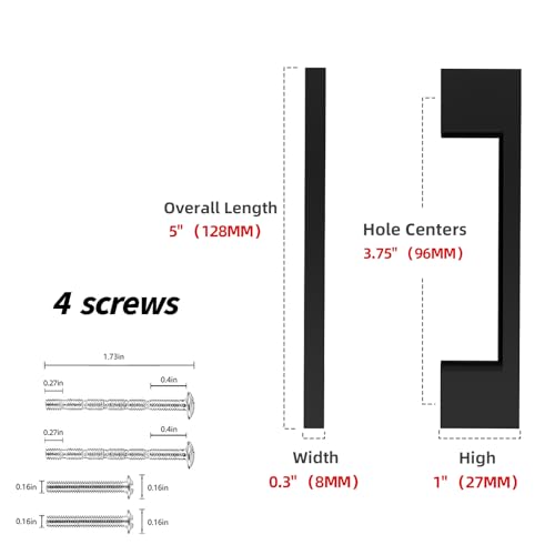 10 Pack 3-3/4 Inch(96mm) Cabinet Pulls Matte Black Kitchen Cabinet Handles Zinc Alloy Drawer Pulls Solid Cabinet Hardware - color: Matte Black, size: 3-3/4'' Hole Center(96mm)