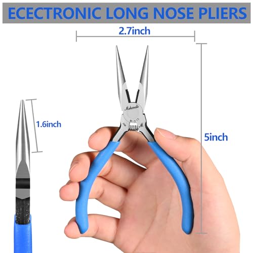 Needle Nose Pliers Set, mshandto 5" Long Nose Pliers for Wire Bending, 10 Pack High Carbon Steel Needle Nose Pliers, Serrated Jaw Pliers for Jewelry Making, Electronics, Object Grasping, Craft Making - size: 5"-10Pack