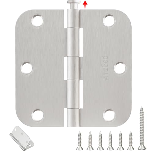 Door Hinges Brushed Nickel 48 Pack 3.5 Inch Rounded 5/8" Radius - color: Brushed Nickel, size: 48 Pack