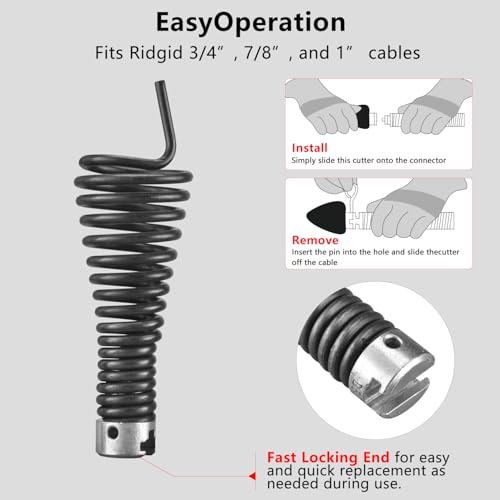 4-Piece Drain Snake Heads(7/8Inch)–Includes 4-Blade Saw Cutter,Spade Cutter&Augers–Compatible with K-1500,K-750 & 7/8"-1" Cables for 3" to 6" Pipes–Works with RIDGID,C-8,C-9,C-10 Cables - style: 22mm(7/8Inch)