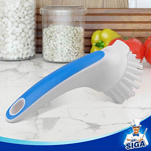 MR.SIGA Pot and Pan Cleaning Brush, Dish Brush for Kitchen, Blue, Pack of 2 - color: Blue & White