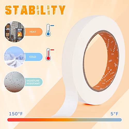 Masking Tape Bulk 10 Packs 0.75 Inch for General Purpose White Beige 55 Yds - size: 0.75 Inch x 55 Yards x 10 Rolls