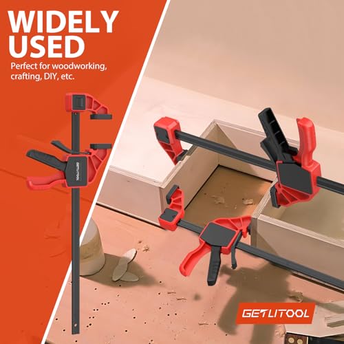 GETLITOOL 12-Inch Bar Clamps for Woodworking, 2Pcs 165lbs Quick Release Woodworking Clamps, 2-In-1 Ratchet Bar Clamp Set/Spreader, One Handed Wood Clamps for Hand Wood Working, DIY Projects