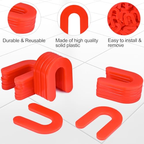 Horseshoe Shims Tile Spacers 1/8 Inch (3mm) 400Pcs U-Shaped Plastic Shims for Tile Leveling System Floor Wall Ceramic Tile Stone Installation - Red - color: Red, size: 1/8"-400 Pcs