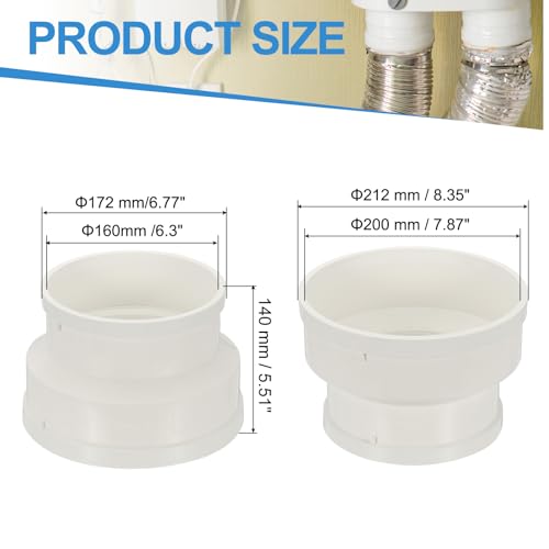 PATIKIL 200mm to 160mm Duct Reducer PVC Pipe Increaser Adapter Airflow Tube - size: 200mm to 160mm
