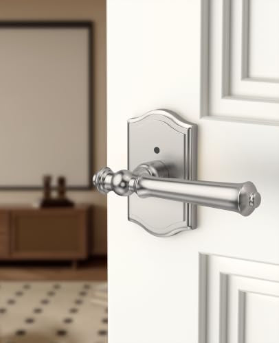 Asidrama 6 Pack Brushed Satin Nickel Privacy Interior Door Handles - color: Brushed Stain Nickel