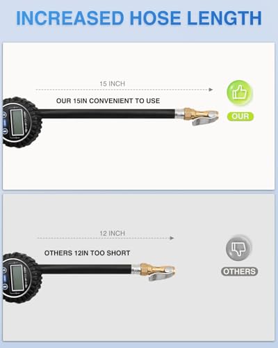 Nilight Tire Inflator with Digital Pressure Gauge 250PSI Heavy Duty - color: Tire Pressure Gauge Style 3